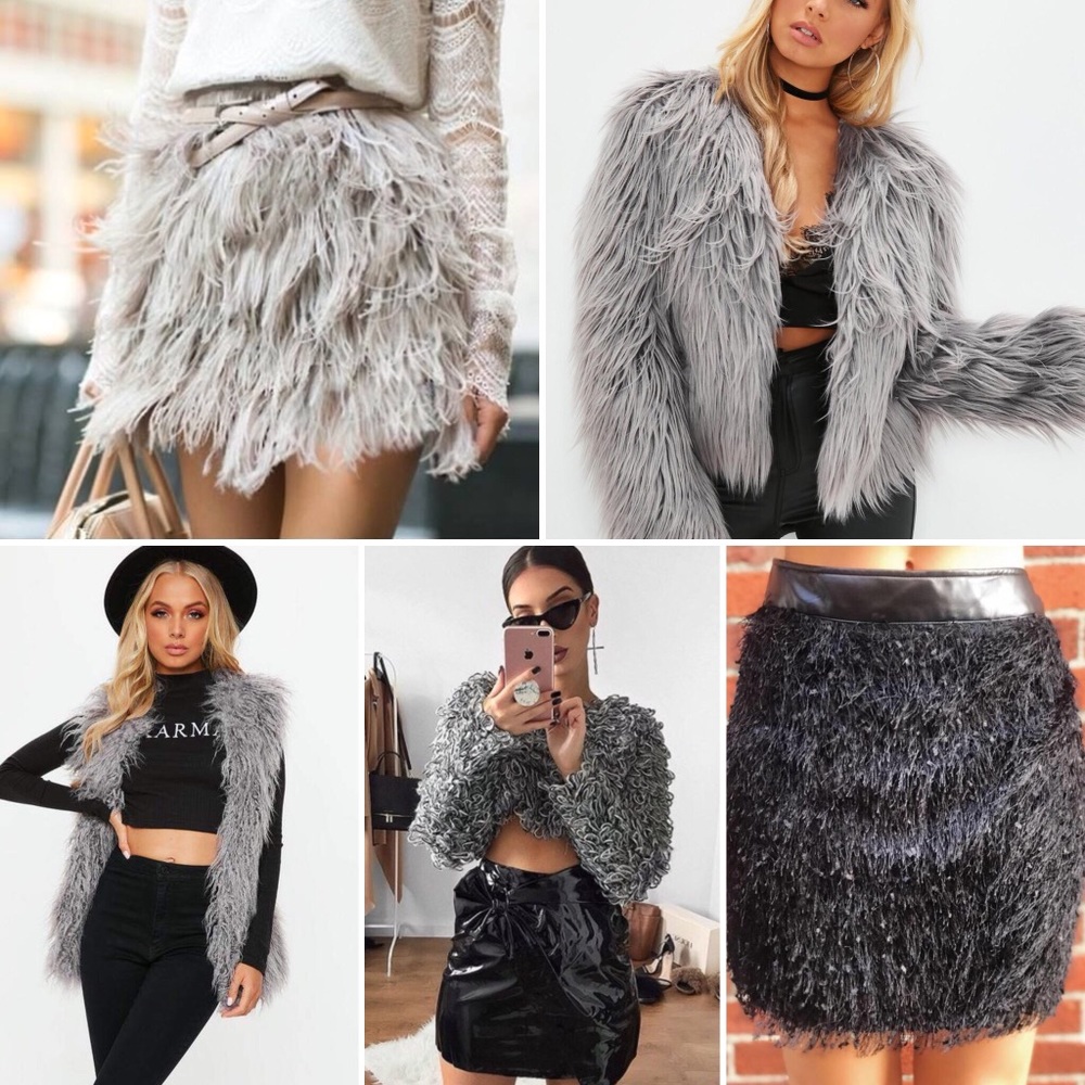 Gray Shaggy Skirt